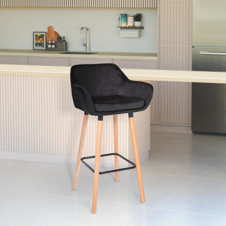 Ensemble de 2 tabourets de bar Grant en velours noir