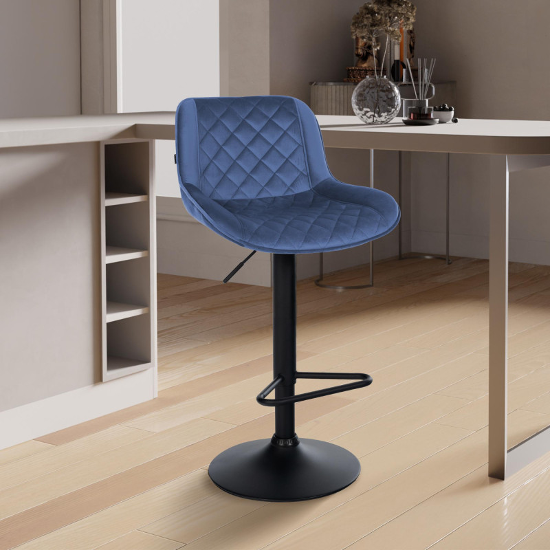 Tabouret de bar en velours Kasson bleu