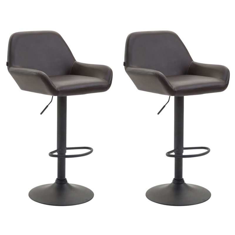 Lot de 2 tabourets de bar Braga, similicuir, noirs brun