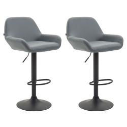 Lot de 2 tabourets de bar Braga, similicuir, noirs gris