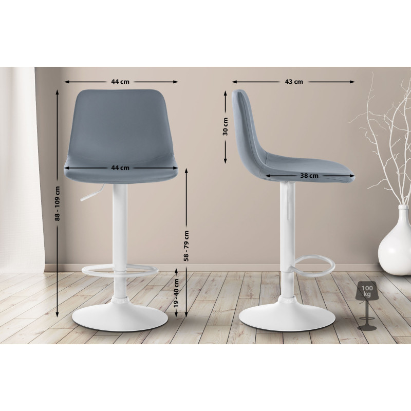 Tabouret de bar Divo en cuir artificiel gris