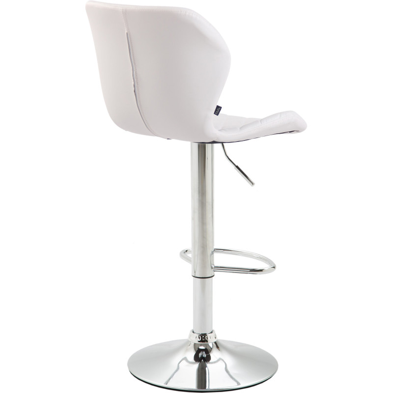 Tabouret de bar en liège, similicuir chromé blanc