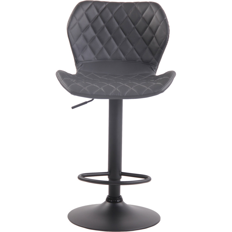 Tabouret de bar en liège et similicuir noir gris