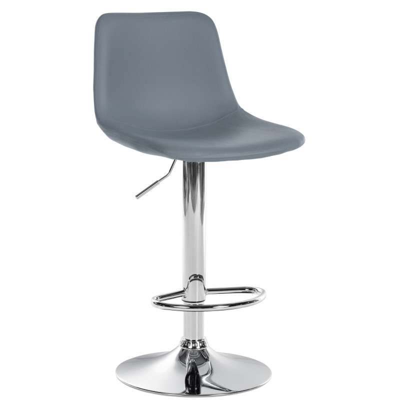 Tabouret de bar Divo en cuir artificiel chromé gris