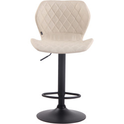 Tabouret de bar en liège et tissu noir crème