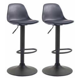 Lot de 2 tabourets de bar Kiel, en plastique noir noir