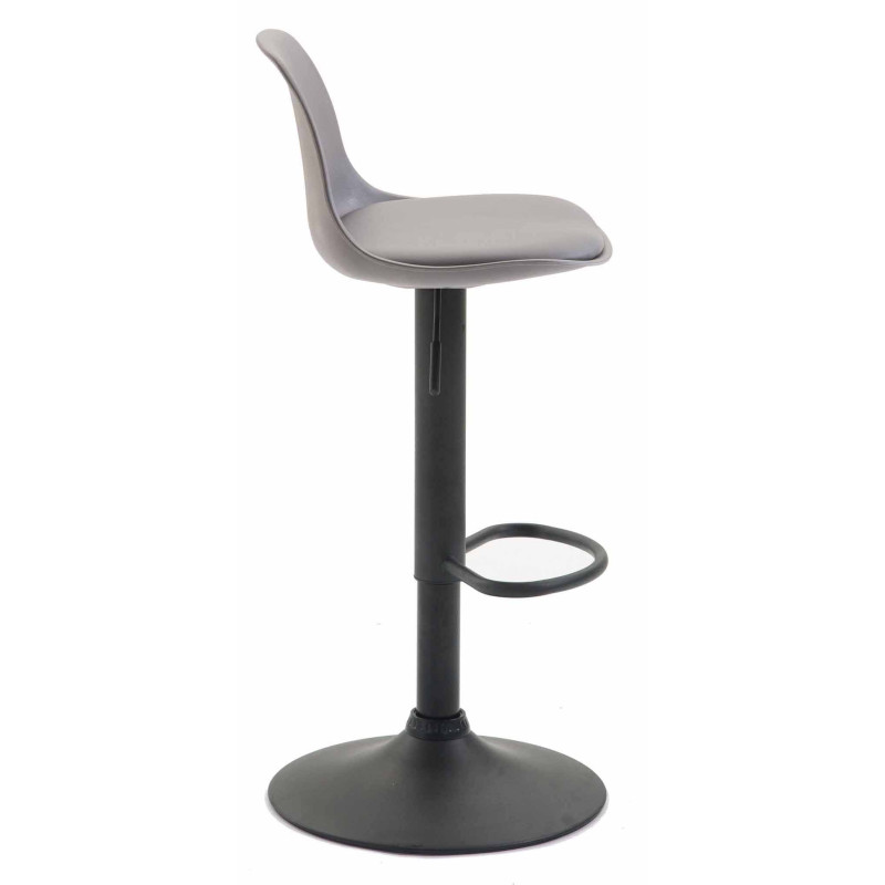 Lot de 2 tabourets de bar Kiel, en plastique noir gris