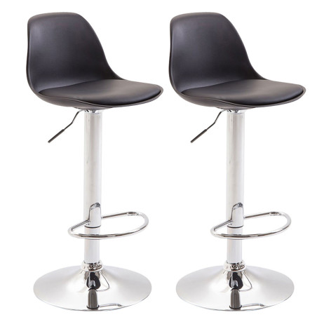 Lot de 2 tabourets de bar Kiel, en plastique chromé noir