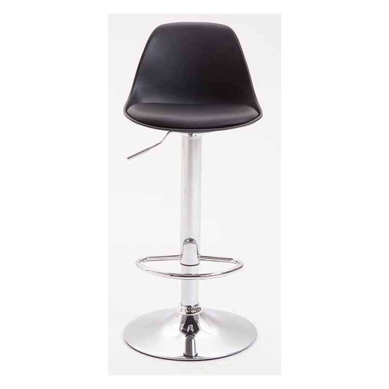 Lot de 2 tabourets de bar Kiel, en plastique chromé noir