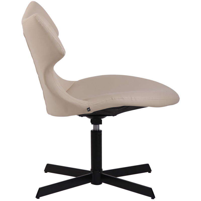 Fauteuil Lounge Welland en cuir artificiel crème