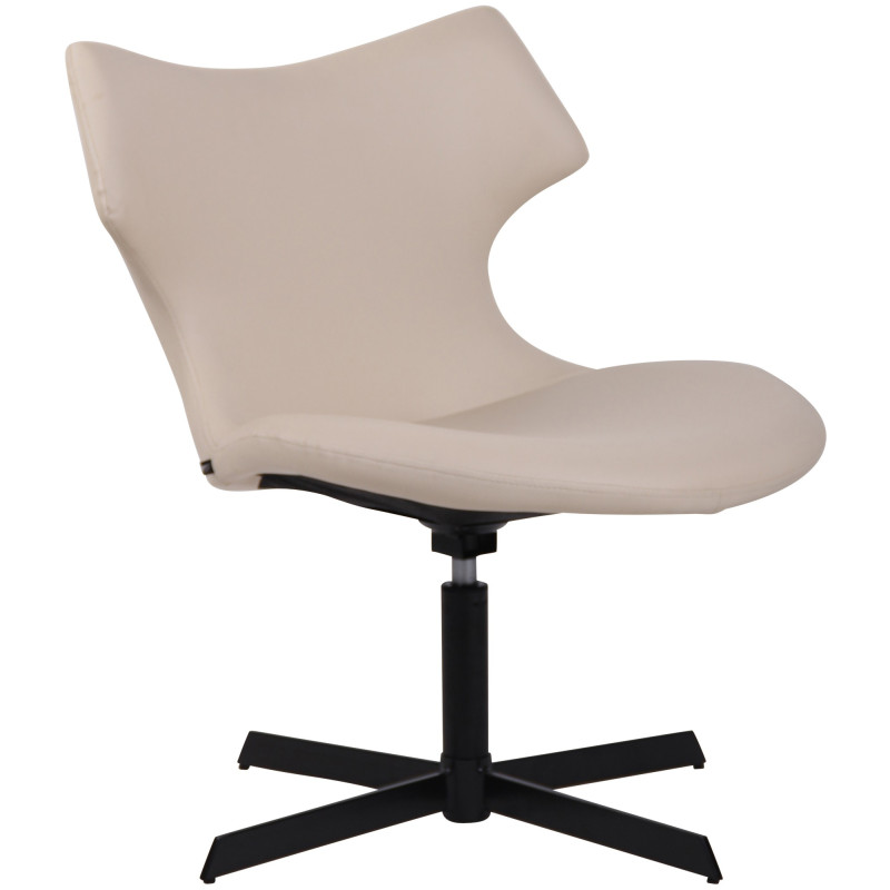 Fauteuil Lounge Welland en cuir artificiel crème