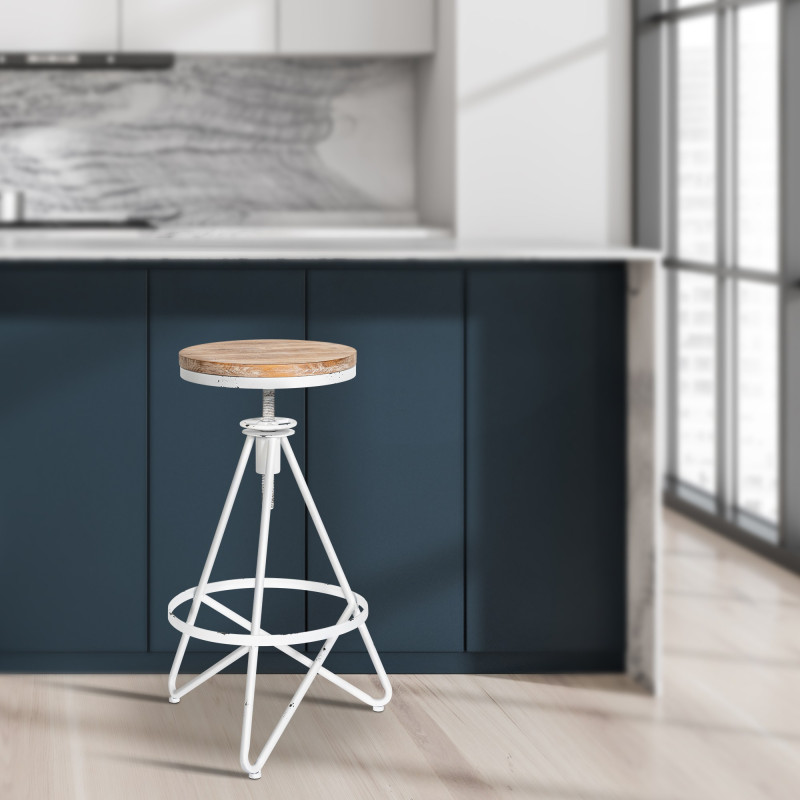 Ensemble de 2 tabourets de bar Karla blanc antique