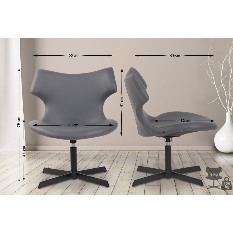Fauteuil Lounge Welland en cuir artificiel gris