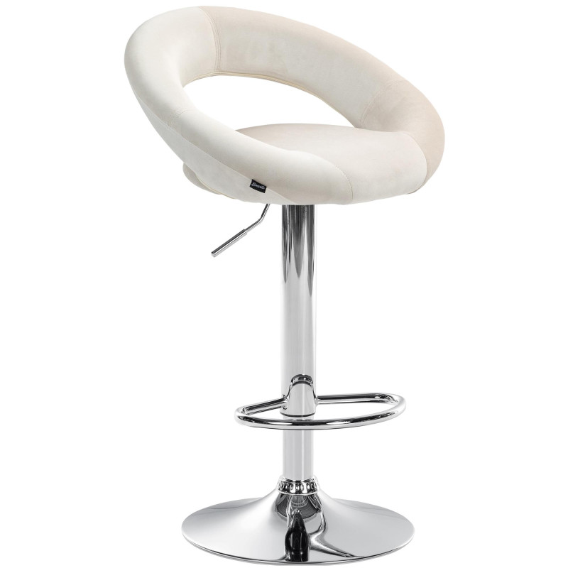 Tabouret de bar Olinda velours chromé crème