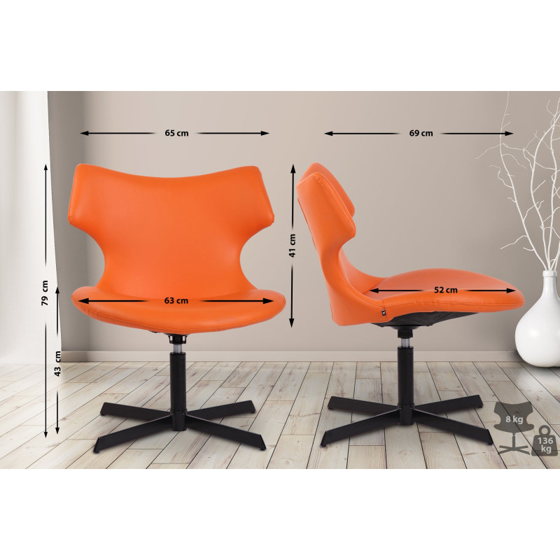 Fauteuil Lounge Welland en cuir artificiel orange