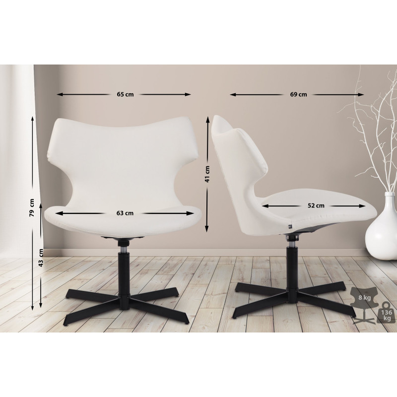 Fauteuil Lounge Welland en cuir artificiel blanc