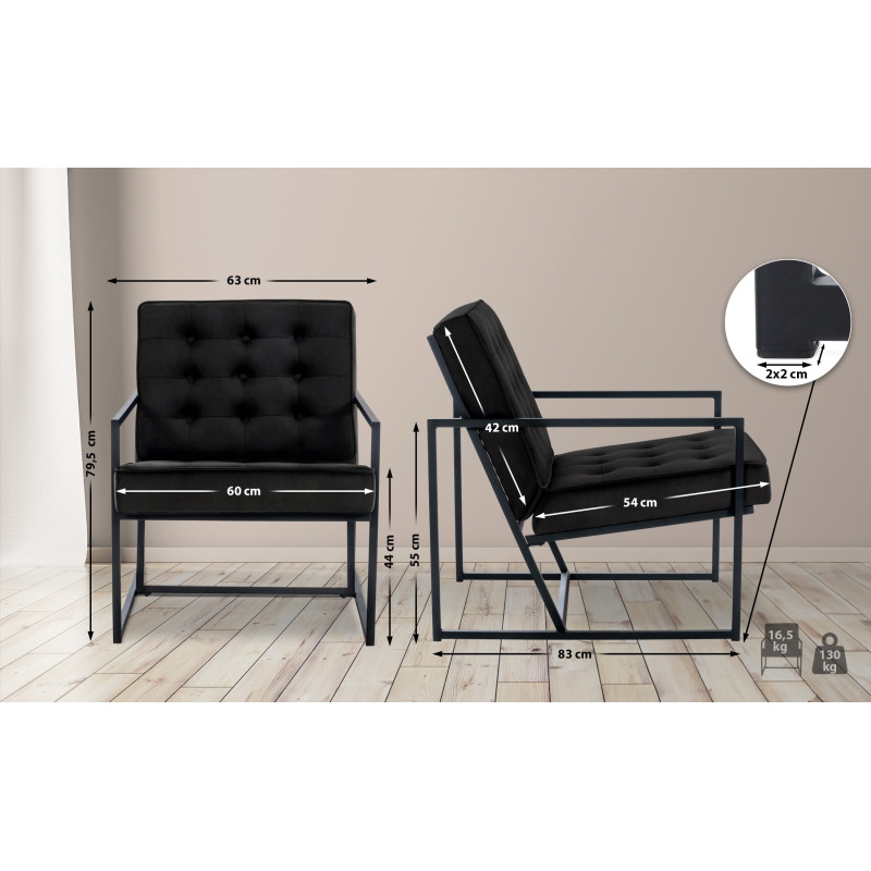 Fauteuil Lounge Avon Velvet noir