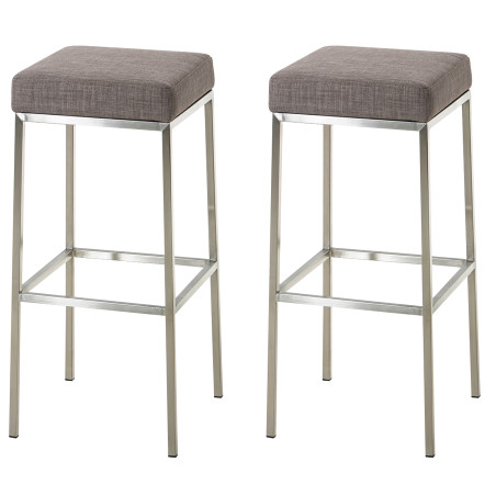 Ensemble de 2 tabourets de bar Montréal, 85, tissu, acier inoxydable gris