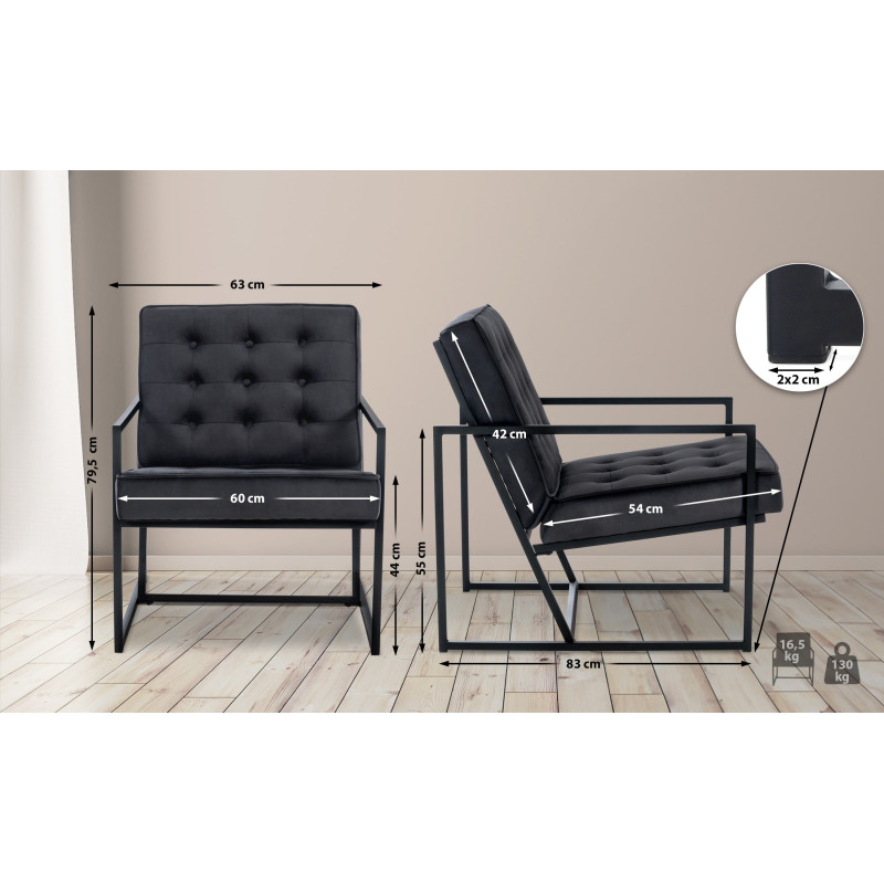 Fauteuil Lounge Avon Velvet gris
