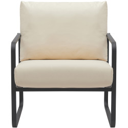 Fauteuil Lounge Manea en cuir artificiel crème