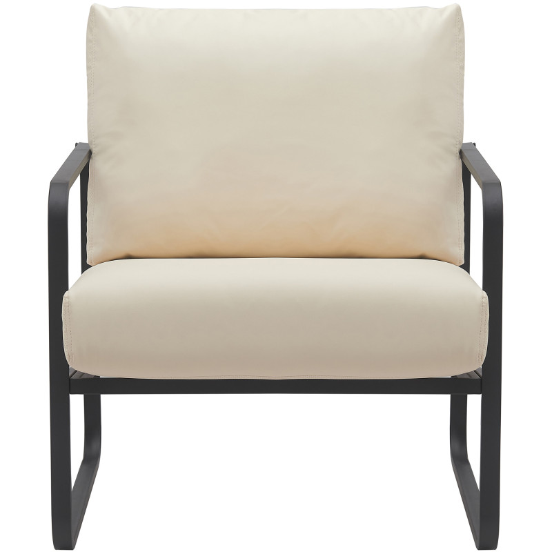 Fauteuil Lounge Manea en cuir artificiel crème