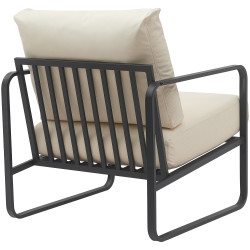Fauteuil Lounge Manea en cuir artificiel crème