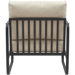 Fauteuil Lounge Manea en cuir artificiel crème
