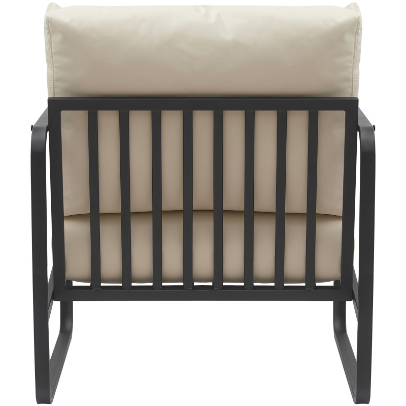 Fauteuil Lounge Manea en cuir artificiel crème