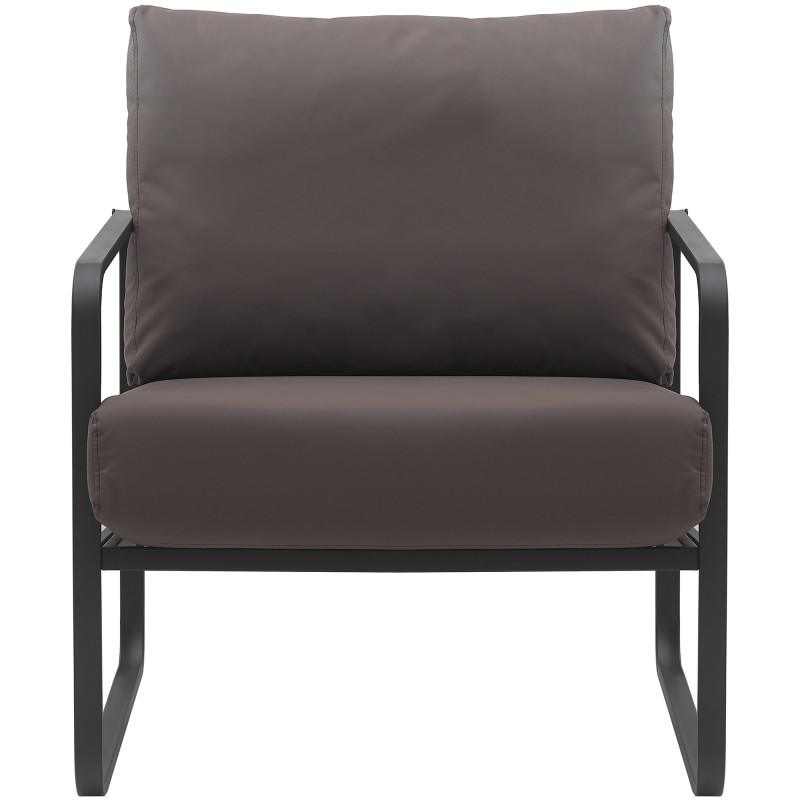 Fauteuil Lounge Manea en cuir artificiel brun