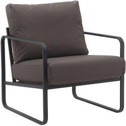 Fauteuil Lounge Manea en cuir artificiel brun