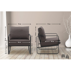 Fauteuil Lounge Manea en cuir artificiel brun