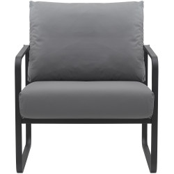 Fauteuil Lounge Manea en cuir artificiel gris