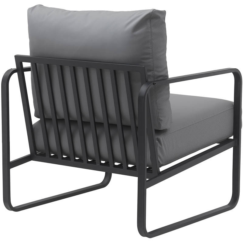 Fauteuil Lounge Manea en cuir artificiel gris