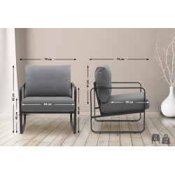 Fauteuil Lounge Manea en cuir artificiel gris
