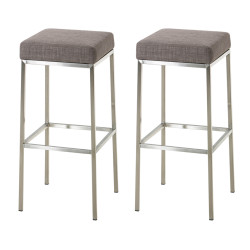 Ensemble de 2 tabourets de bar Montreal 80, tissu, acier inoxydable gris
