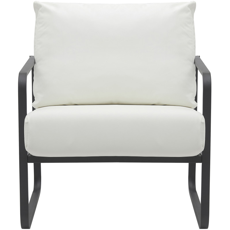 Fauteuil Lounge Manea en cuir artificiel blanc
