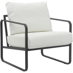 Fauteuil Lounge Manea en cuir artificiel blanc