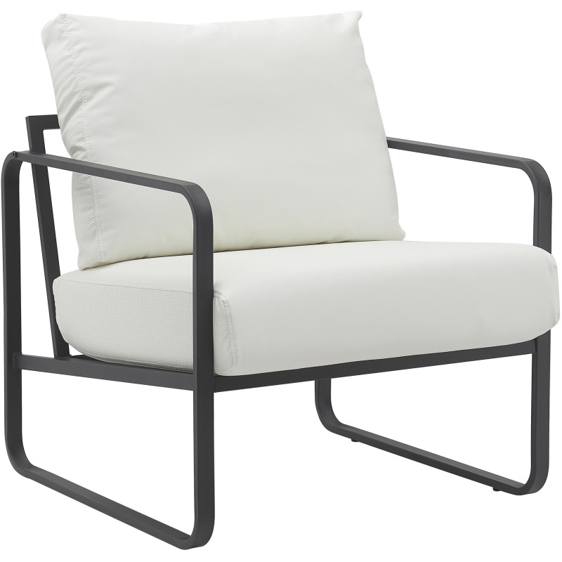 Fauteuil Lounge Manea en cuir artificiel blanc