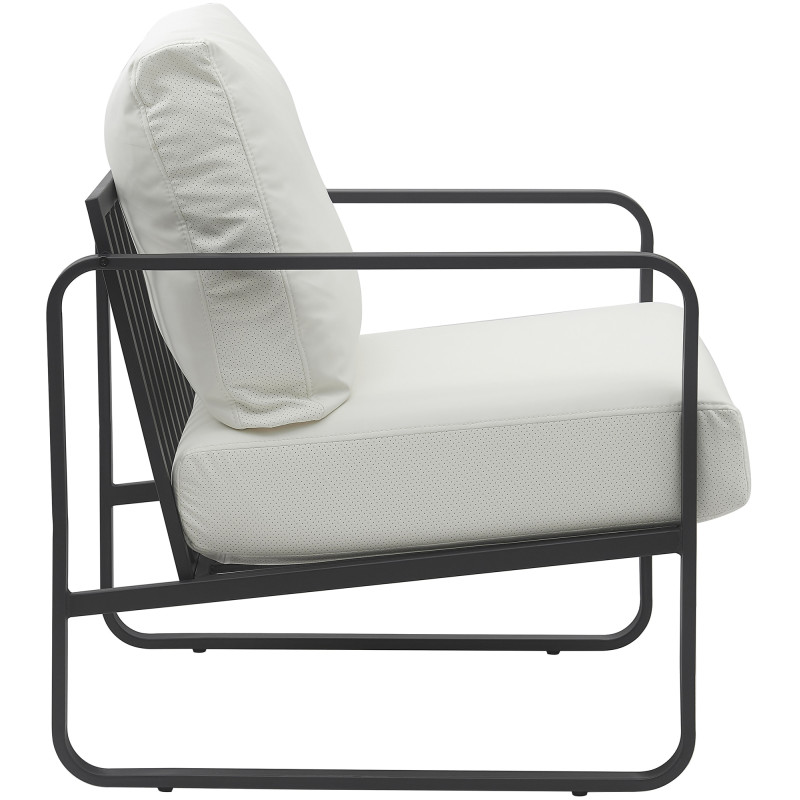 Fauteuil Lounge Manea en cuir artificiel blanc