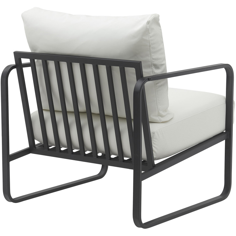 Fauteuil Lounge Manea en cuir artificiel blanc