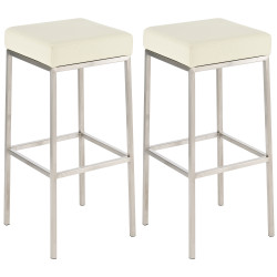 Ensemble de 2 tabourets de bar Montreal 80, similicuir, acier inoxydable crème