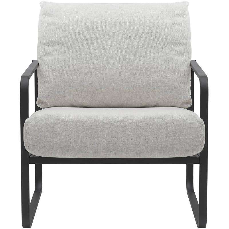 Fauteuil Lounge Manea en tissu crème