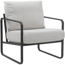 Fauteuil Lounge Manea en tissu crème