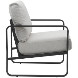 Fauteuil Lounge Manea en tissu crème
