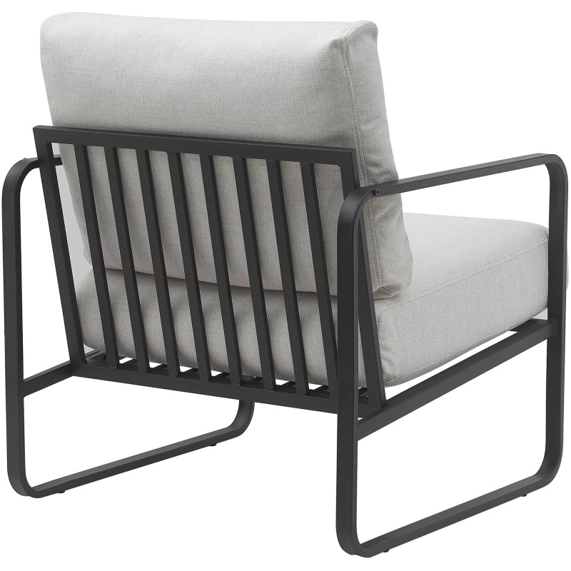 Fauteuil Lounge Manea en tissu crème
