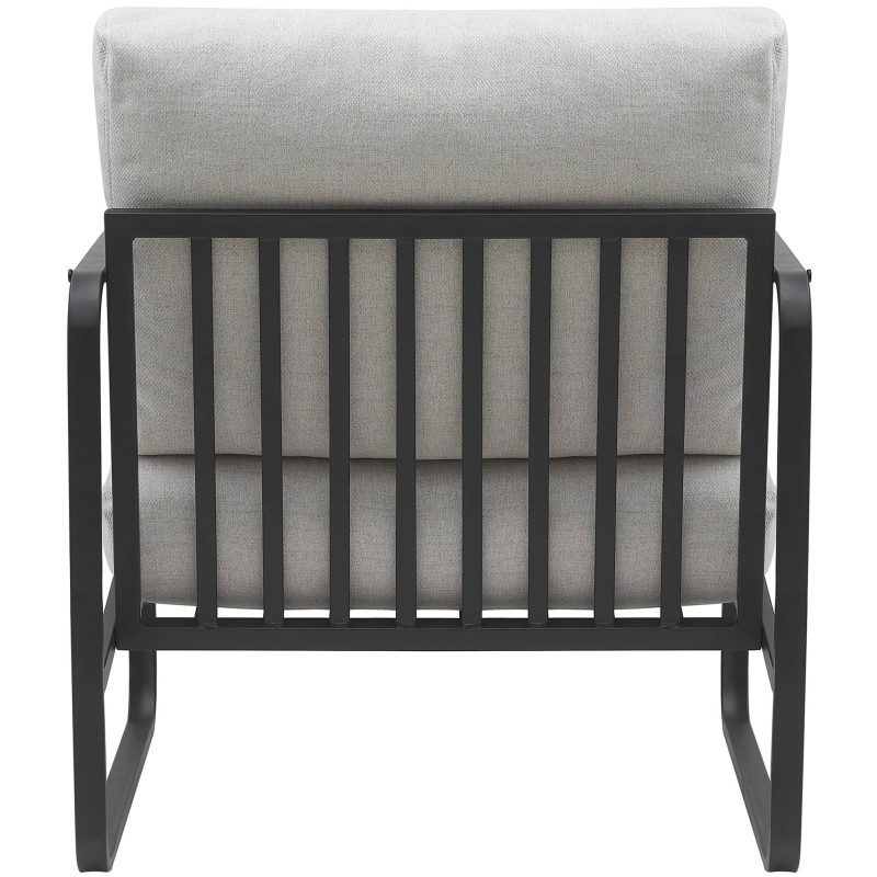 Fauteuil Lounge Manea en tissu crème