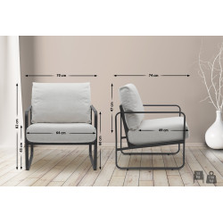 Fauteuil Lounge Manea en tissu crème