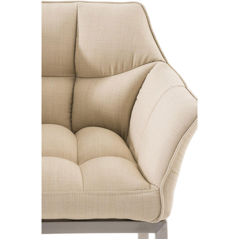 Tabouret de bar en tissu Damaso E avec structure à 4 pieds crème