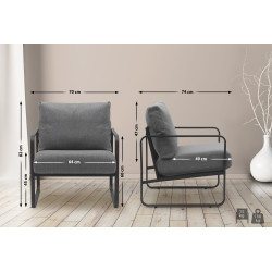 Fauteuil Lounge Manea en tissu gris foncé