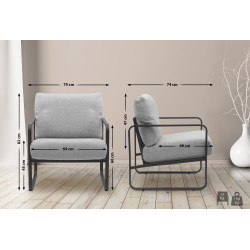 Fauteuil Lounge Manea en tissu gris clair